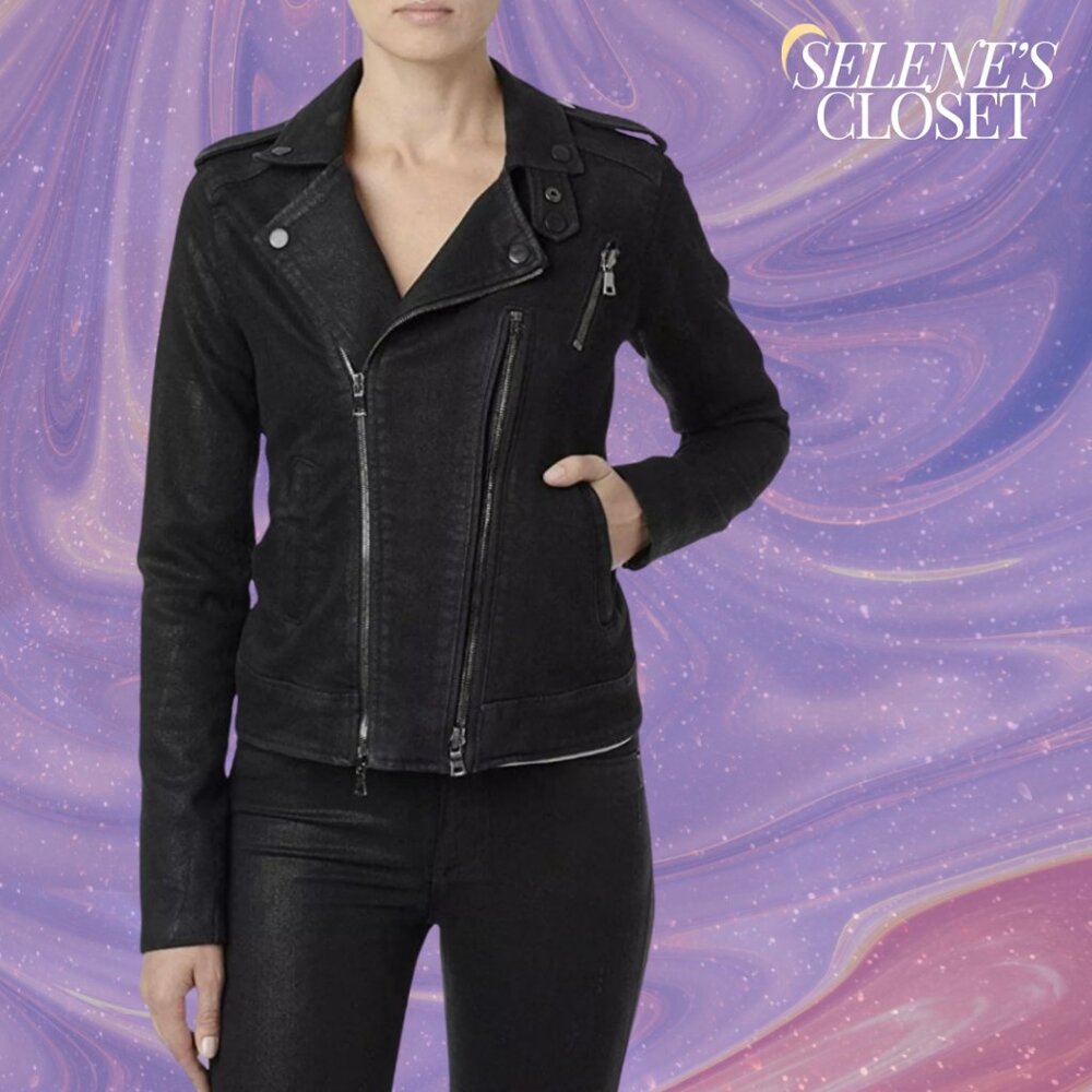 [She's Soul] Hudson Jeans Black Denim Moto Jacket Cynic Piston Size XS